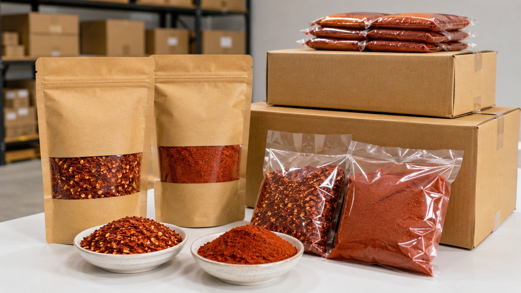 Chili product packaging for sample and export order discussion